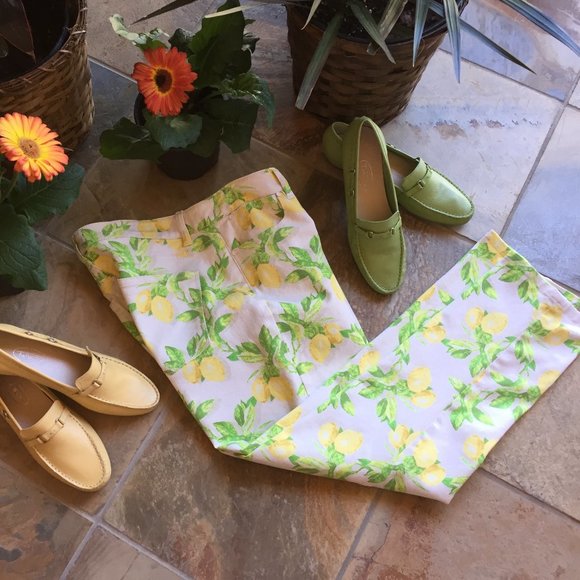 Talbots Pants - Talbots Signature Crops in Lemon Print (NEW)